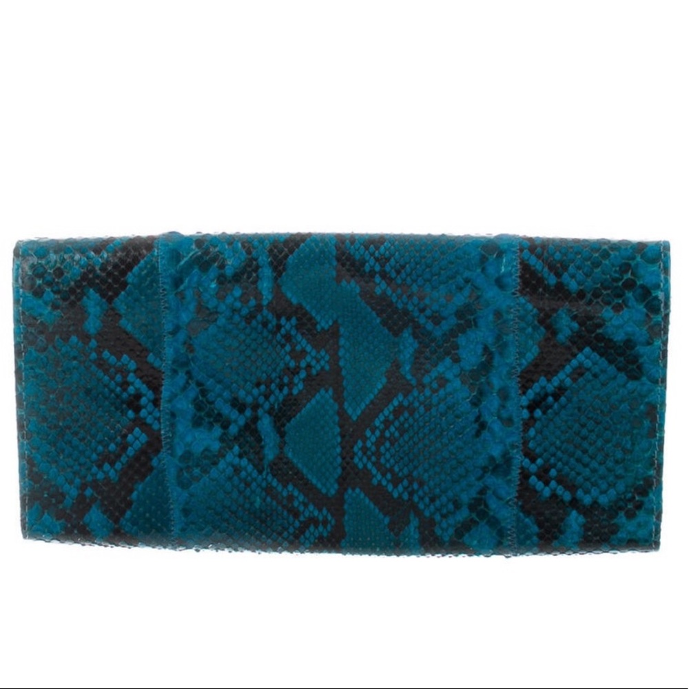 Carlos Falchi Snakeskin Clutch Black and Blue